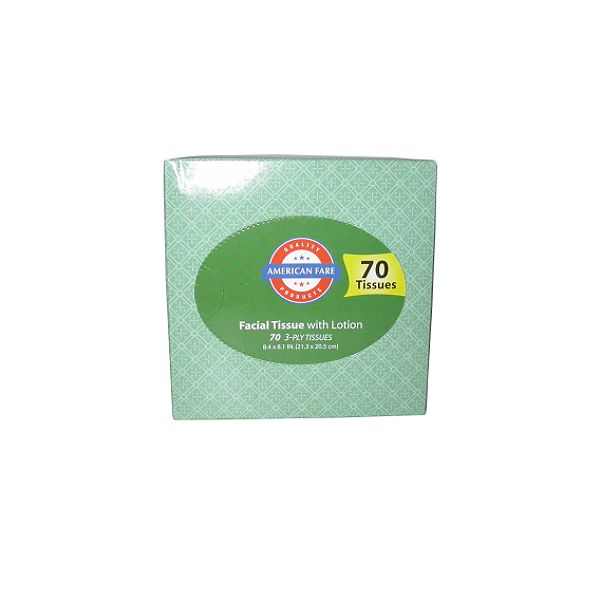 American Fare Facial Tissue With Lotion 3-ply White 70 Count Square 74811111