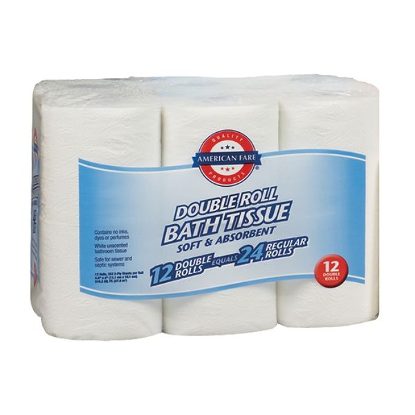 American Fare Double Roll Toilet Tissue 2-ply 12 Pack 74894211