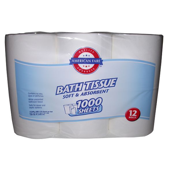 American Fare Toilet Tissue 1-ply White 100 Count 12 Pack 74977811