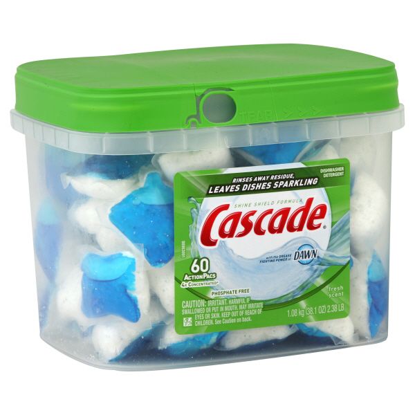 Cascade Dishwasher Detergent, ActionPacs, Fresh Scent, 60 pacs [38.1 oz (2.38 lb) 1.08 kg]