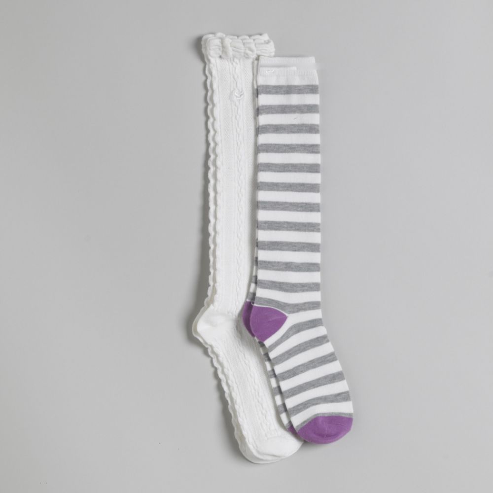 Dream Out Loud by Selena Gomez Girl's 2-Pair Ruffle And Stripe Print Socks