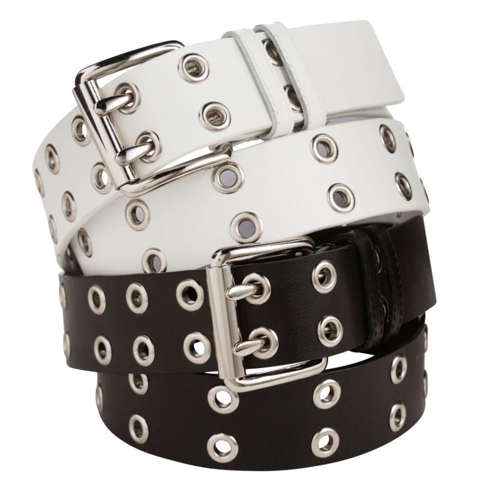 Route 66 Leather Double Circle Grommet Belts