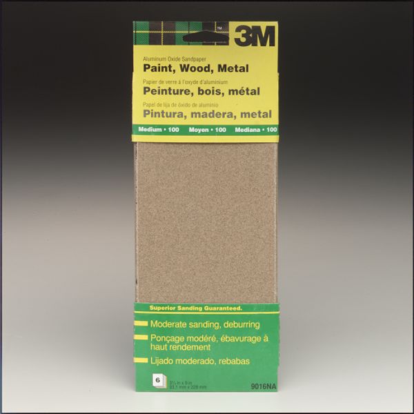 3m General Purpose Sandpaper Medium - 6 Count 3 2/3 Inch X 9 Inch. - 9016