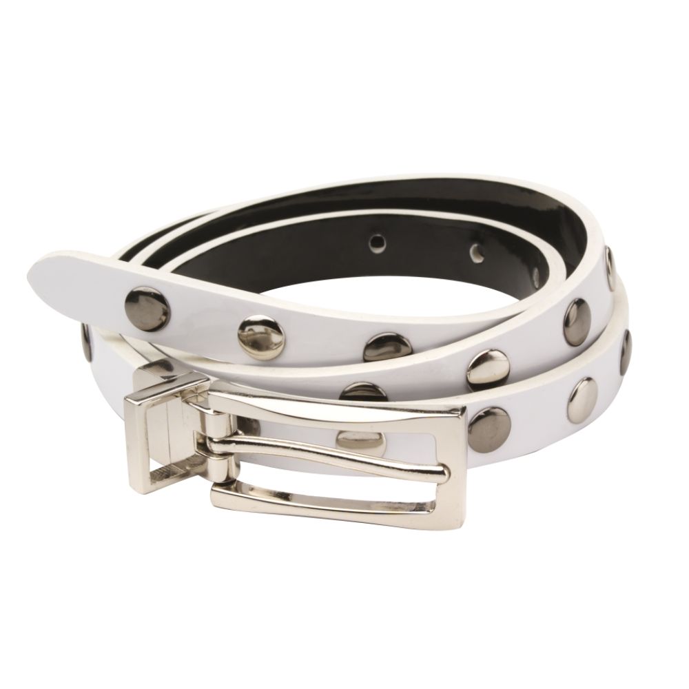 Attention Round Studded Reversible Skinny Belt