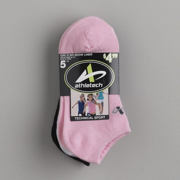 Athletech Girls 5 Pair Sport No Show Socks