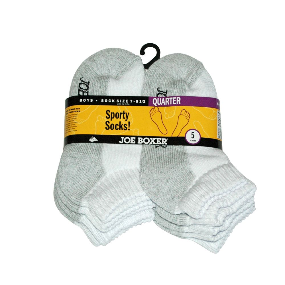 Joe Boxer Boys Cushioned Quarter Socks in White - 5 Pair Pack at Kmart.com
