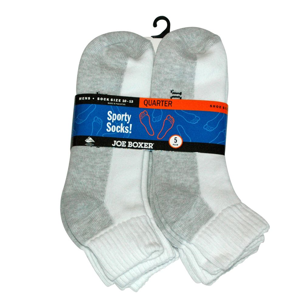 Joe Boxer Mens Quarter Length Socks - 5 Pairs Sizes 10-13