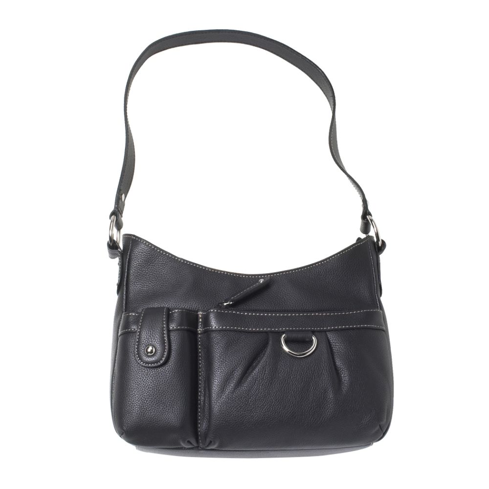 Treviso Stitched Leather Cargo Hobo Handbag - Color Black at Kmart.com