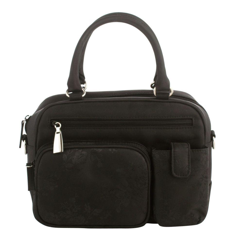 Accessories Black Brocade Microfiber Organizer Handbag