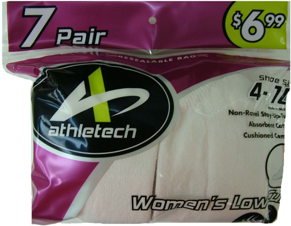 Athletech Women's  Low Cut Sock Size - 9 - 11, 7 Pack