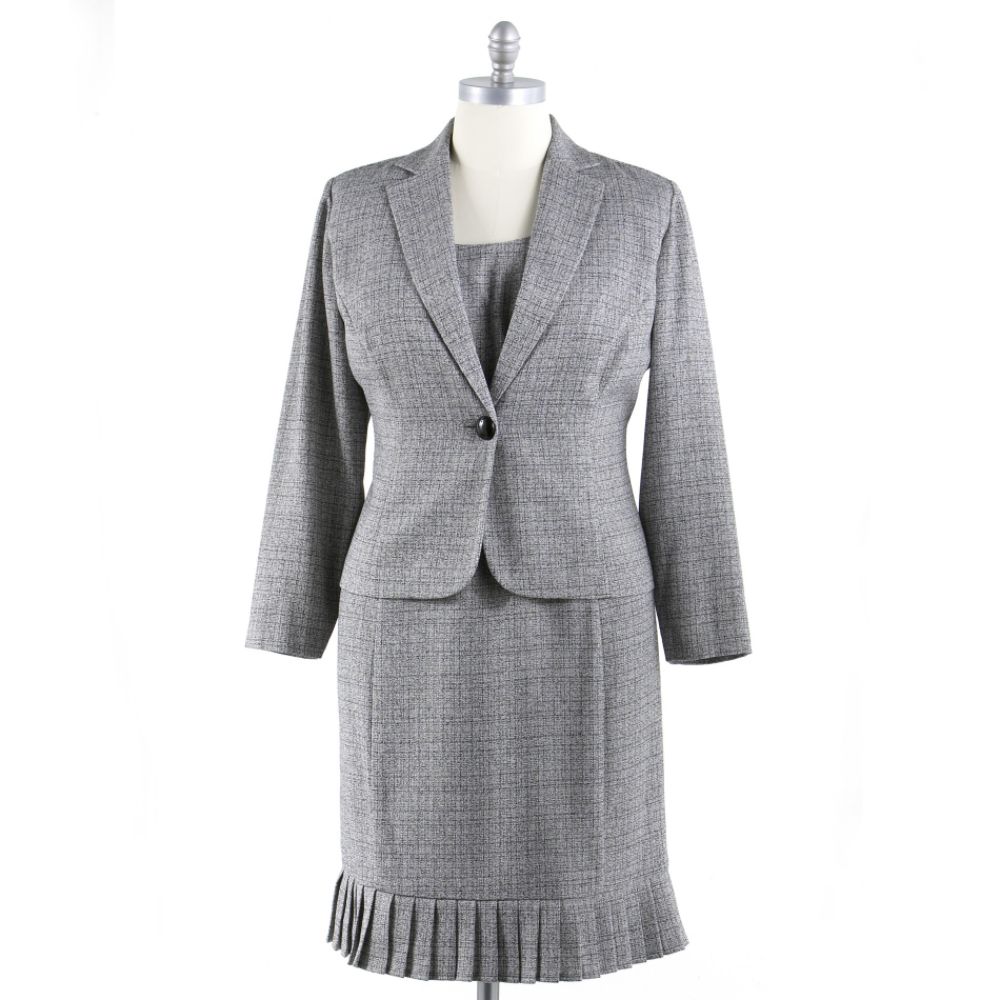 J Taylor Women's Plus Pleated Hem Jacket Dress