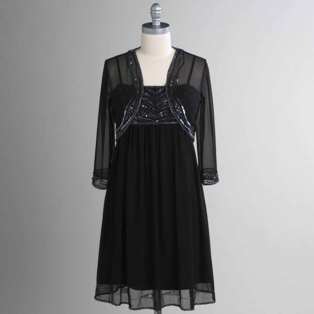 Prelude Women's Beaded Bolero Jacket Dress Set
