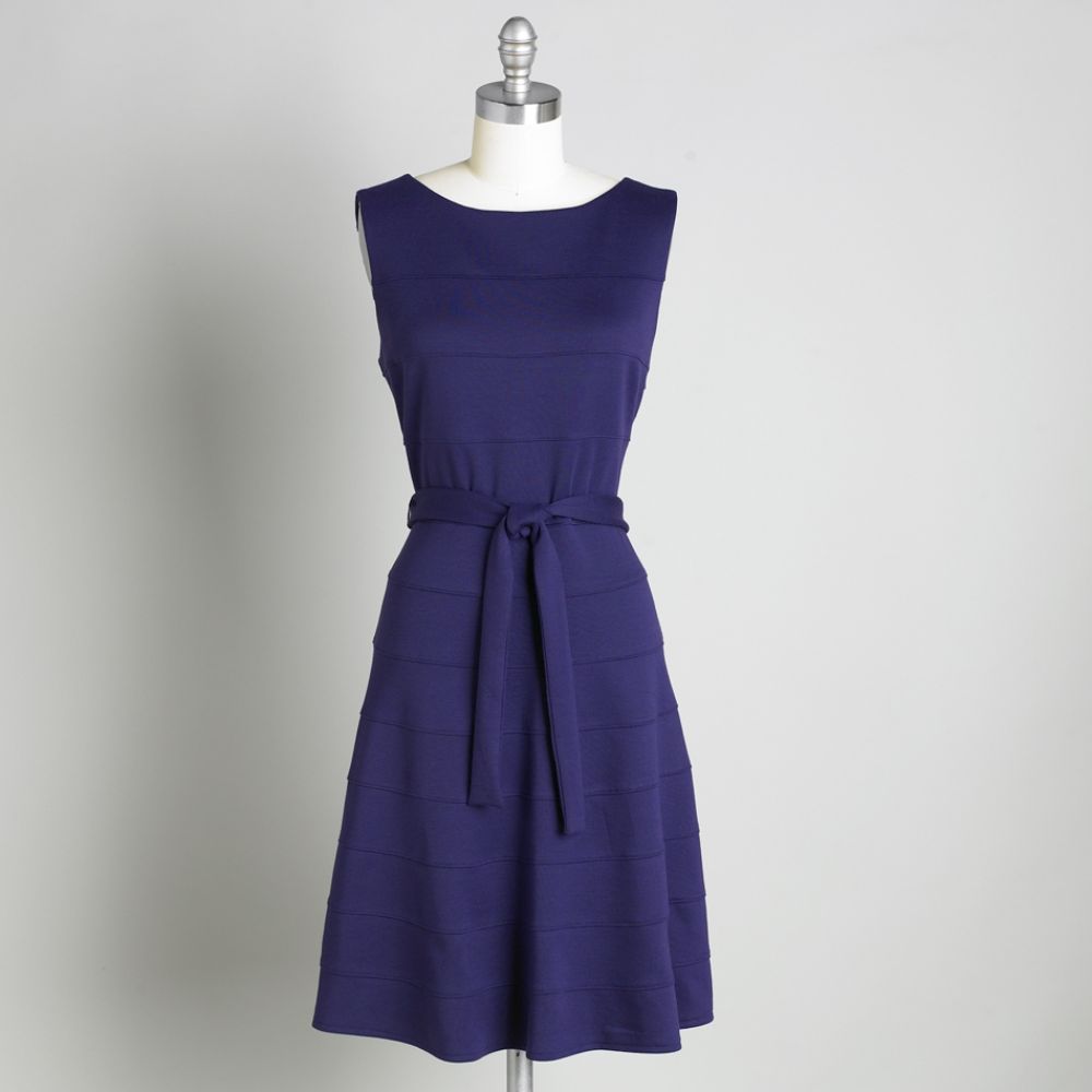 Connected Apparel Women's Sleeveless Vertical Texture Ponte Dress