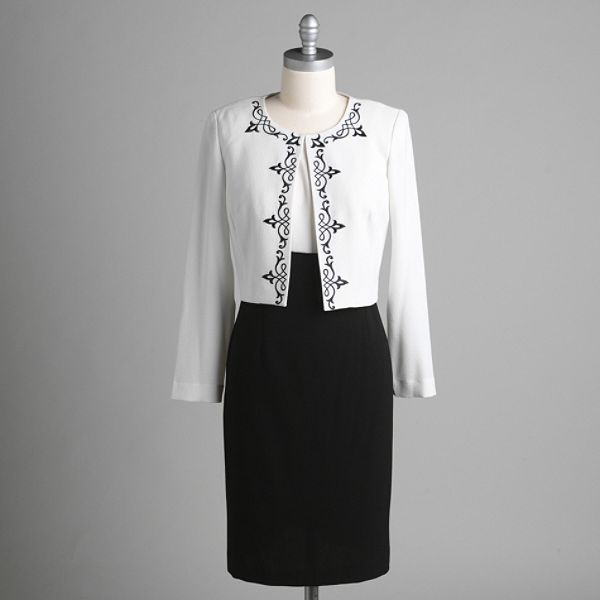 Danny & Nichole Women's Embroidered Jacket Dress - Plus