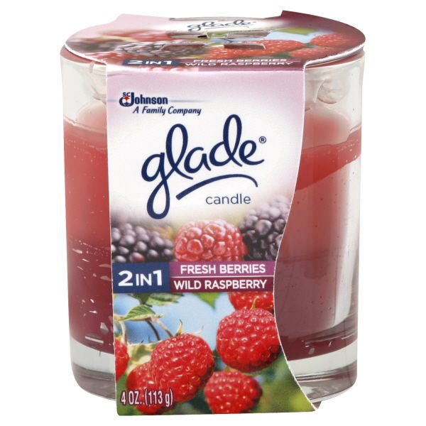 Glade Candle, 2 in 1, Fresh Berries, Wild Raspberry, 1 candle [4 oz