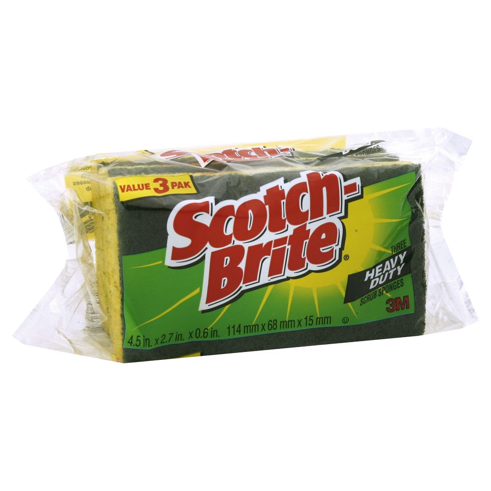 Scotch-Brite Scrub Sponges, Heavy Duty, Value 3 Pak, 3 sponges