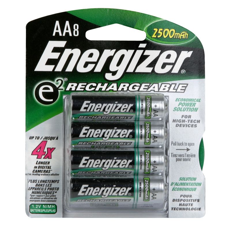 Energizer e2 Rechargeable Batteries, AA, 8 batteries
