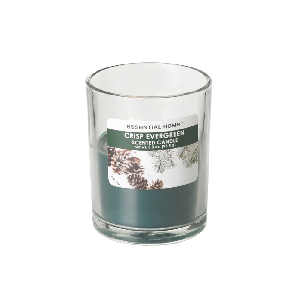 Essential Home 3.3 oz. Dark Green Crisp Evergreen Candle