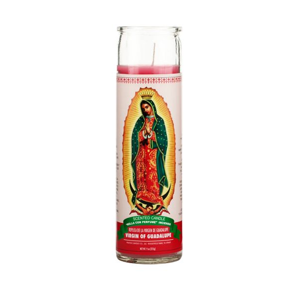 Religious Candles 8in Virgin Of Guadalupe Rose Candle