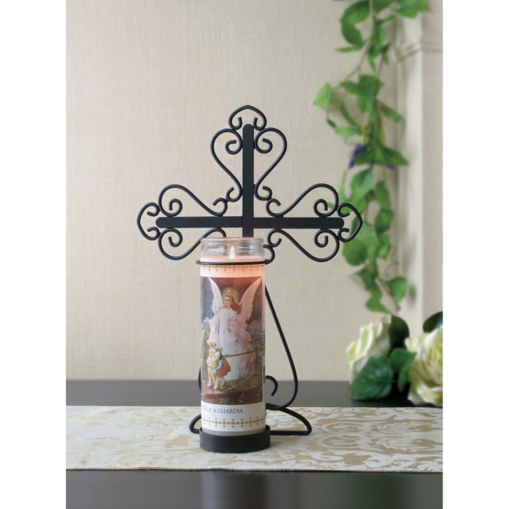 Religious Cross Jar Candle Holder