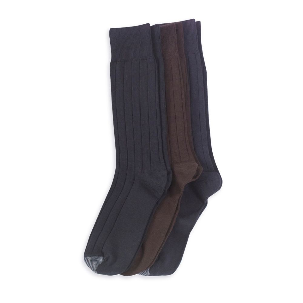 Silvertoe Wide Rib Cotton Socks - 3 pack