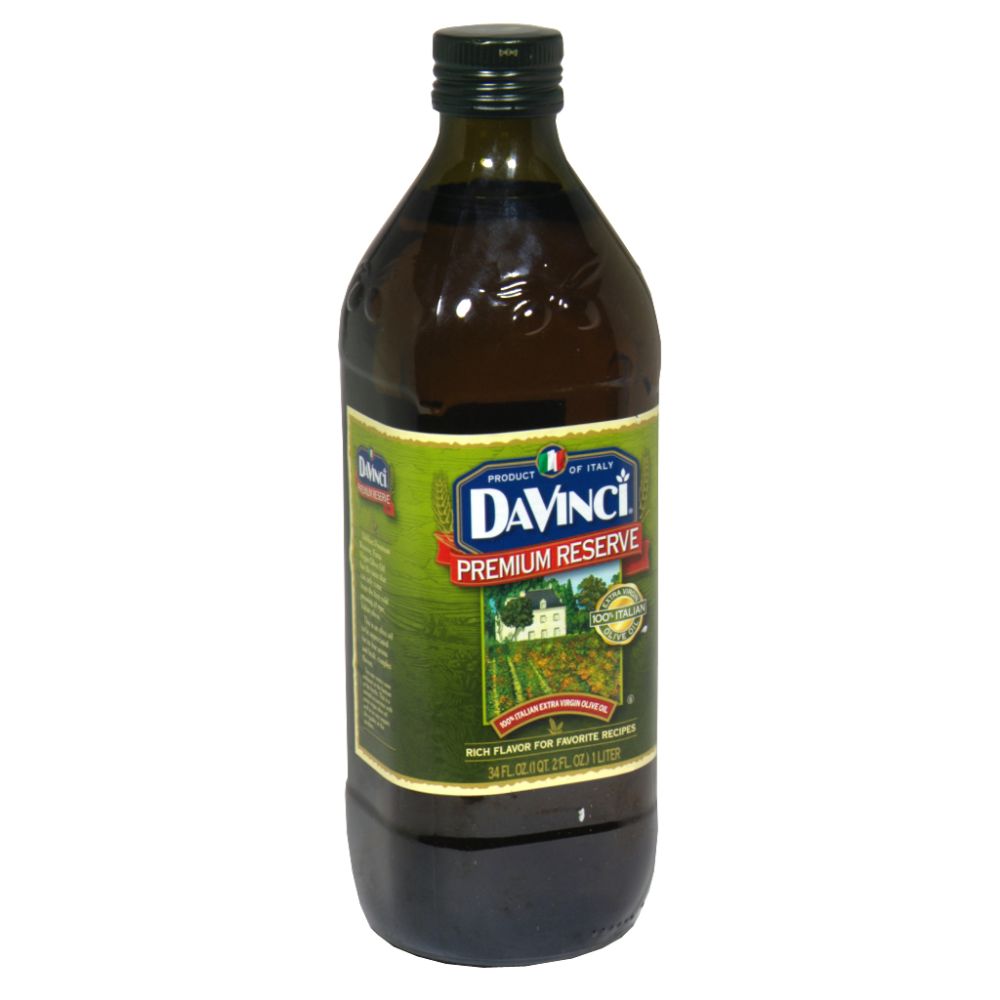 DaVinci Premium Reserve Olive Oil, Extra Virgin, 34 fl oz (1 qt 2 fl oz) 1 lt  (Box of 6)