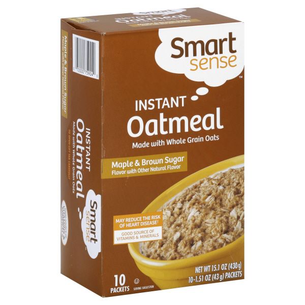 Smart Sense Oatmeal, Instant, Maple & Brown Sugar, 10 - 1.51 oz (43 g) packets [15.1 oz (430 g)] at Kmart.com