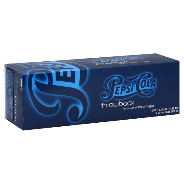 Pepsi Pepsi-Cola Throwback Cola, 12 - 12 fl oz (355 ml) cans [144 fl oz (4.26 lt)]