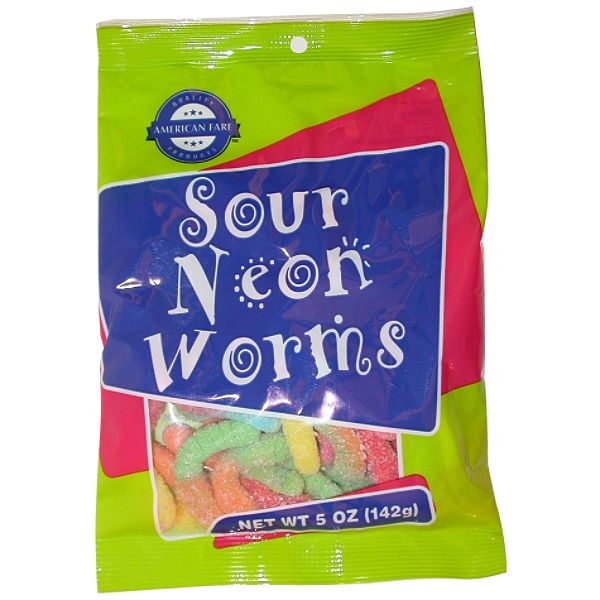 American Fare Sour Neon Worms 5 Ounce Bag 79930111