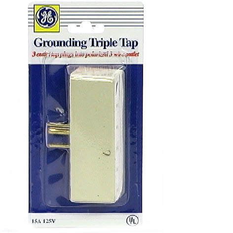 GE Grounding Triple Tap, 15A, 125V, 3 Outlet Tap Plugs Into Polarized 3 Wire Outlet, 1 plug adapter at Kmart.com