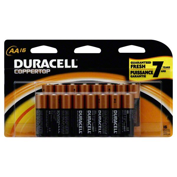 Duracell Coppertop Batteries, Alkaline, AA, 16 batteries