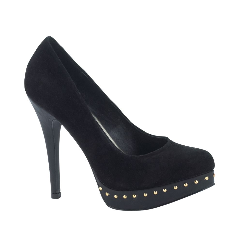 Qupid Women's Barby Dress Pump with Studded Platform - Black