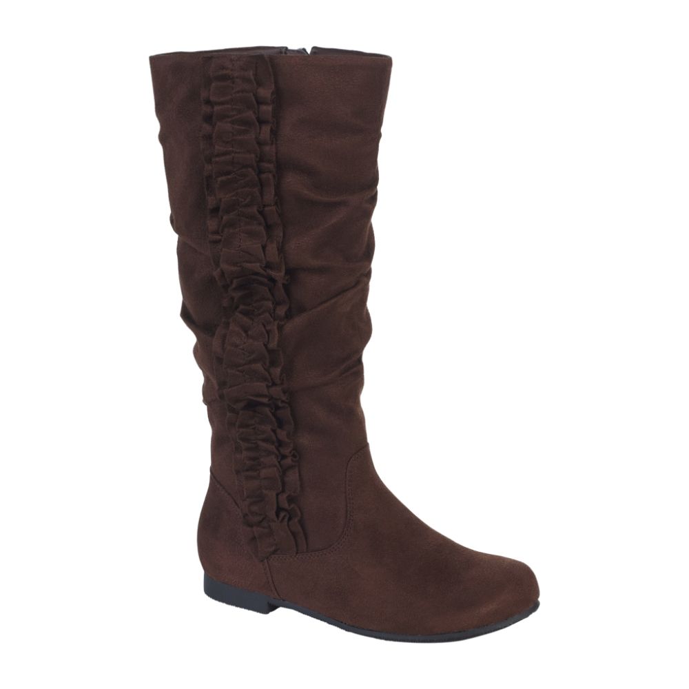 Expressions Girls' Alena Ruffle Slouch Boot - Brown
