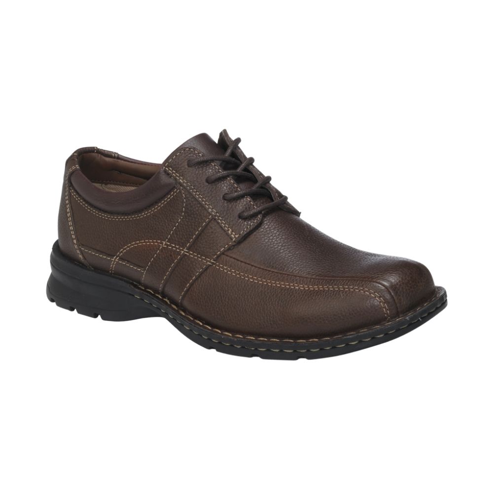 Thom McAn Men's Nidy Leather Stitch-Out Dress Oxford  - Brown