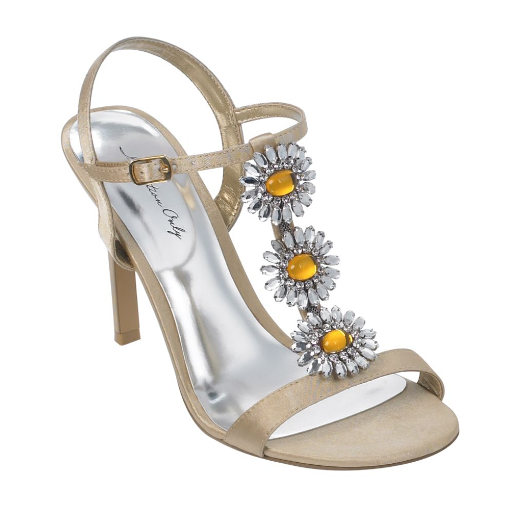 Invitation Only Women's Ives Satin T-Strap Sandal with Rhinestone Detail - Gold at Kmart.com