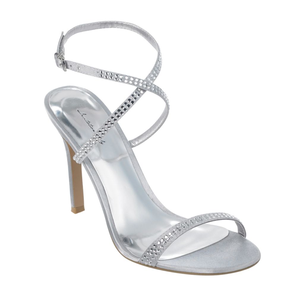 Invitation Only Women's Ilion Satin Ankle Wrap Sandal with Rhinestone Detail - Silver at Kmart.com