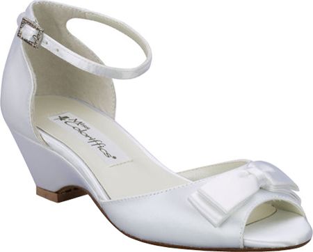 Dyeable Dress Shoes on Glance Fashions White Satin Dyeable Girls Sandal Dress Shoes Wide