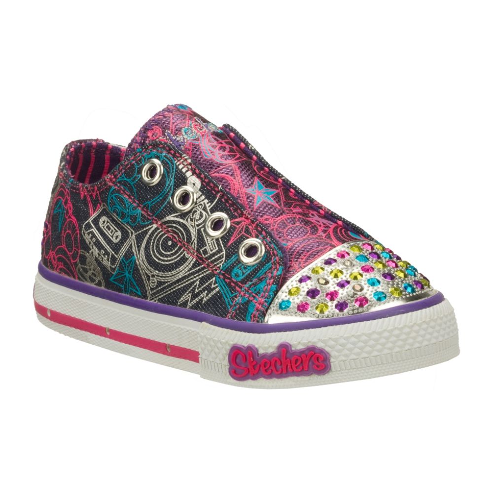  Pink Tennis Shoes on Skechers Toddler Girls  Fashion Sneaker Cool Beats   Sparkle Denim