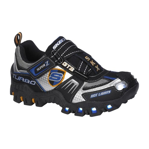 Skechers Boys' Turbo-s Silver/Blue Leather low top upper 