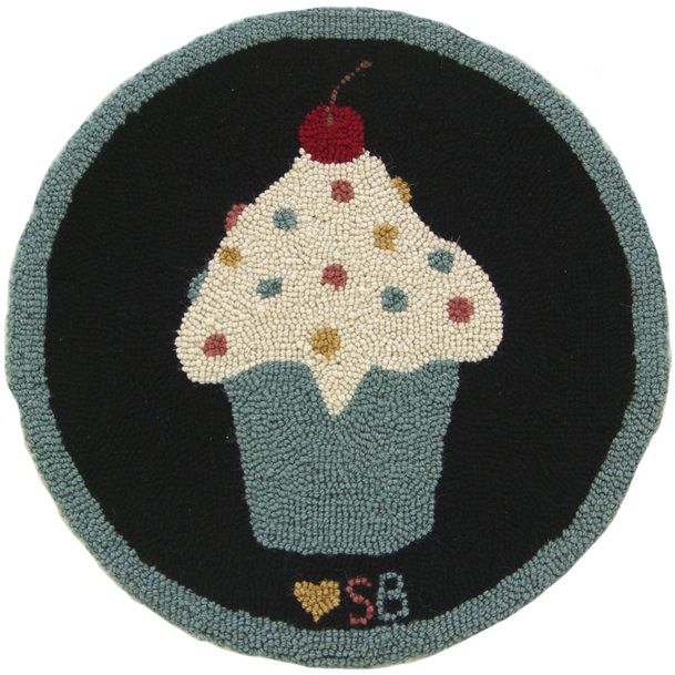 Susan Branch Cupcakes Hand Hooked Chair Pad