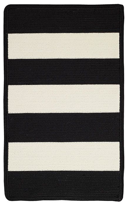 Capel&nbsp; Awning Stripe Braided Rug-27''x9'-320 Black