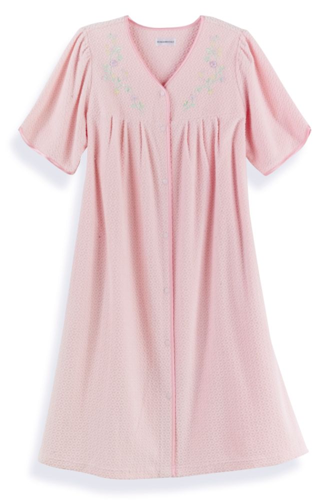 Fundamentals Short Sleeve Embroidered Snap Front Robe