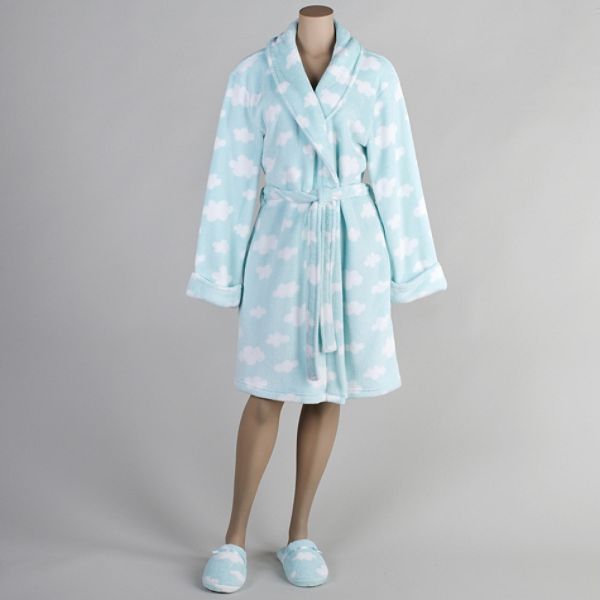 Covington Short Plush Robe With Matching Slippers - Plus