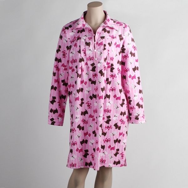 Covington Women's Flannel Nightshirt-pink Fizz Scottie Dog - Plus