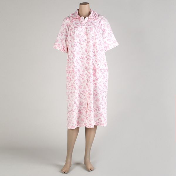 Madison's Best Women's Duster With Floral Collar - Plus