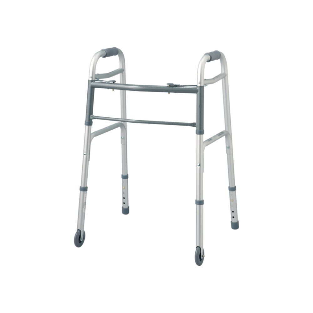 Medline TWO BUTTON FOLDING WALKER WITH WHEELS at Sears.com