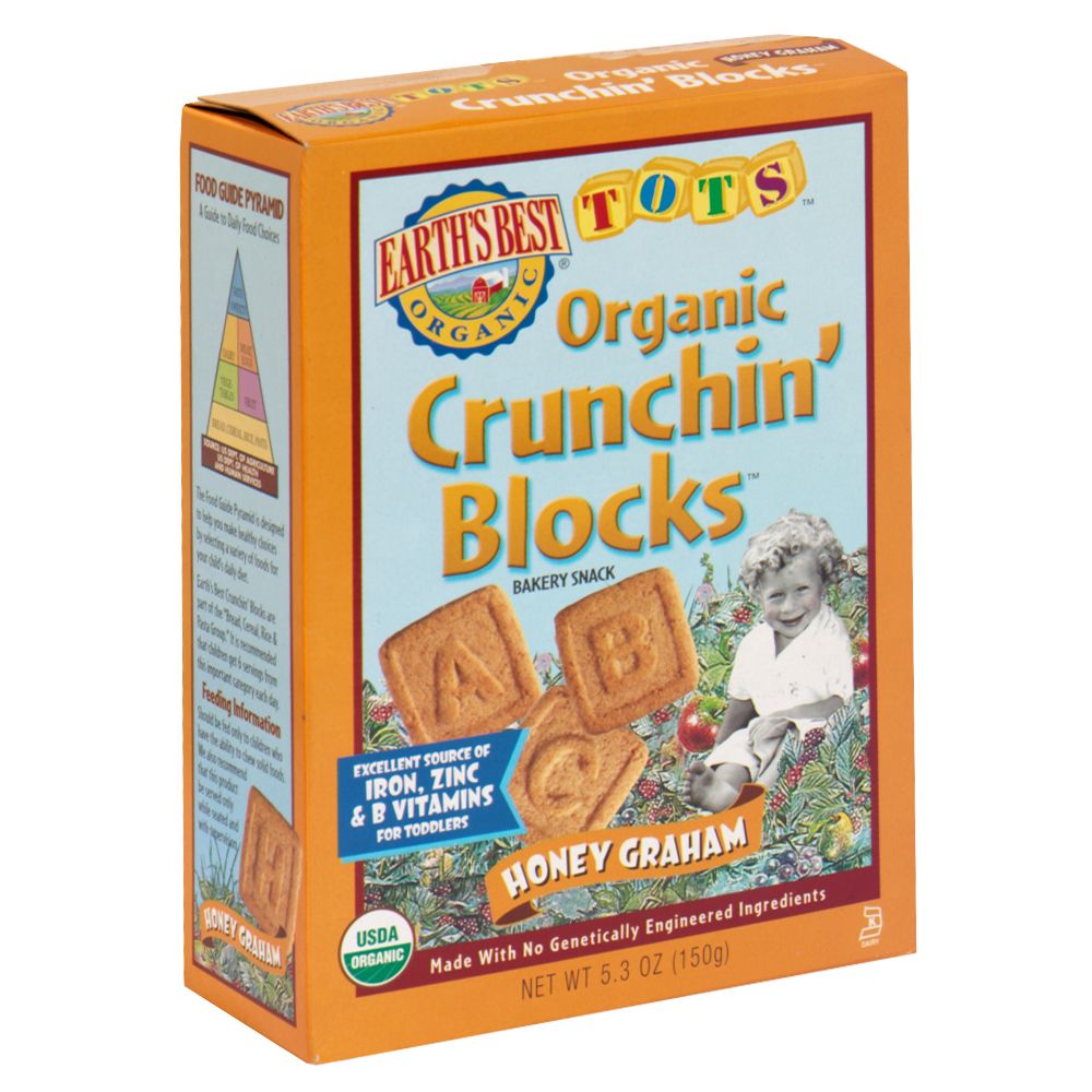 Earth's Best Organic Tots Crunchin' Blocks, Honey Graham, 5.3 oz (150 g)  (Box of 6)