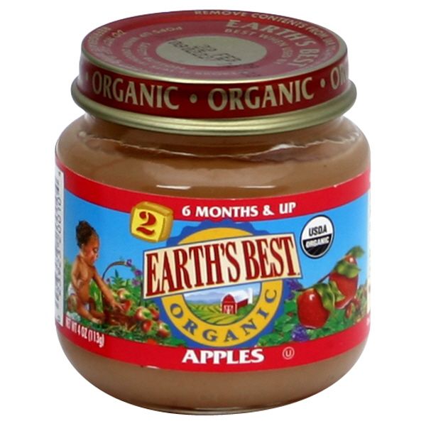 Earth's Best Organic Apples, Stage 2, 4 oz (113 g)  (Box of 12)