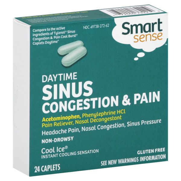 Smart Sense Sinus Congestion & Pain, Daytime, Caplets, Cool Ice, 24 caplets at Kmart.com