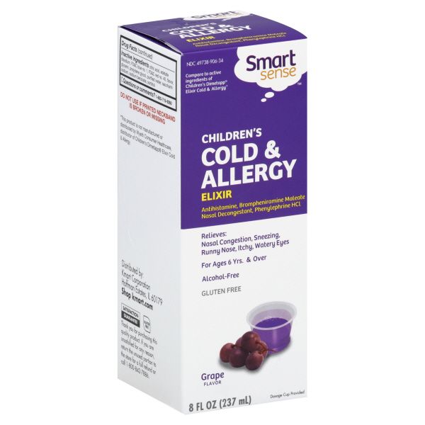 Smart Sense Cold & Allergy, Children's, Elixir, Grape Flavor, 8 fl oz (237 ml) at Kmart.com